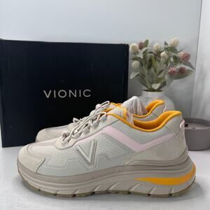 Vionic Walk Max Sierra Athletic Walking Shoe Cream Women's 12 W NWB Arch Support